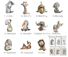 Load image into Gallery viewer, CUTE WATERCOLOR BABY SAFARI ANIMAL  PRINTS
