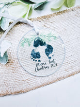 Load image into Gallery viewer, FIRST CHRISTMAS  FOOTPRINT HAND PRINT TREE ORNAMENT