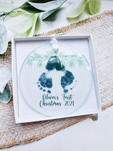 Load image into Gallery viewer, FIRST CHRISTMAS  FOOTPRINT HAND PRINT TREE ORNAMENT