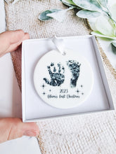 Load image into Gallery viewer, FIRST CHRISTMAS  FOOTPRINT HAND PRINT TREE ORNAMENT