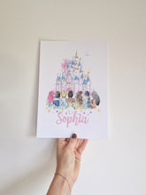 Load image into Gallery viewer, Magical Princesses Castle set of 2 Personalised Prints