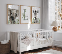 Load image into Gallery viewer, Greenery SAFARI NURSERY Prints - Set of 3 Personalised