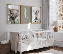 Load image into Gallery viewer, Greenery SAFARI NURSERY Prints - Set of 3 Personalised