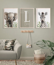 Load image into Gallery viewer, Greenery SAFARI NURSERY Prints - Set of 3 Personalised