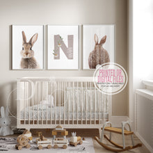 Load image into Gallery viewer, Neutral set of 3 Personalised Bunny Nursery Prints