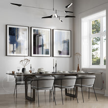 Load image into Gallery viewer, contemporary abstract set of 3 prints - navy black storm modern