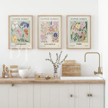 Load image into Gallery viewer, Colourful Set of 3 Flower Market - Home Wall Art - Boho - Modern Home decor