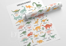 Load image into Gallery viewer, Dinosaur Alphabet prints, Alphabet, Dinosaurs Education, Educational Poster,