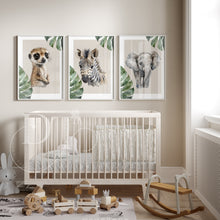 Load image into Gallery viewer, TROPICAL LEAF  BABY SAFARI ANIMAL PORTRAITS
