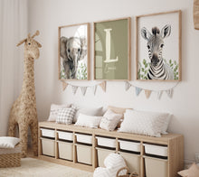 Load image into Gallery viewer, Greenery SAFARI NURSERY Prints - Set of 3 Personalised