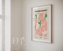 Load image into Gallery viewer, Colourful pink Flower Market - Home Wall Art - Boho - Modern Home decor- retro pastel colours - kitchen wall art- hallway- trending home