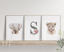 Load image into Gallery viewer, WATERCOLOUR SAFARI PERSONALISED INITIAL PRINT