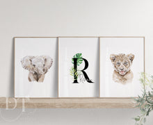 Load image into Gallery viewer, WATERCOLOUR SAFARI PERSONALISED INITIAL PRINT