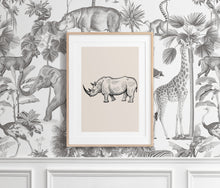 Load image into Gallery viewer, Gender Neutral Nursery Wall Art Safari Giraffe, Elephant, Zebra