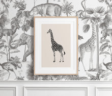 Load image into Gallery viewer, Gender Neutral Nursery Wall Art Safari Giraffe, Elephant, Zebra