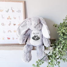 Load image into Gallery viewer, Pregnancy Announcement Idea - Grey Nursery Decor Bunny - Baby Scan keepsake - Gift for Expecting Mum