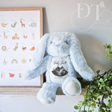 Load image into Gallery viewer, Pregnancy Announcement Idea - Grey Nursery Decor Bunny - Baby Scan keepsake - Gift for Expecting Mum