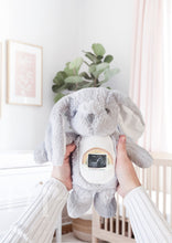 Load image into Gallery viewer, Pregnancy Announcement Idea - Grey Nursery Decor Bunny - Baby Scan keepsake - Gift for Expecting Mum