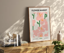 Load image into Gallery viewer, Colourful pink Flower Market - Home Wall Art - Boho - Modern Home decor- retro pastel colours - kitchen wall art- hallway- trending home