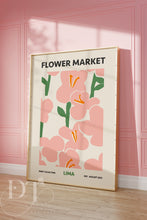 Load image into Gallery viewer, Colourful pink Flower Market - Home Wall Art - Boho - Modern Home decor- retro pastel colours - kitchen wall art- hallway- trending home