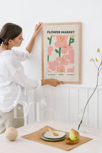 Load image into Gallery viewer, Colourful pink Flower Market - Home Wall Art - Boho - Modern Home decor- retro pastel colours - kitchen wall art- hallway- trending home