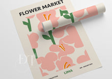 Load image into Gallery viewer, Colourful pink Flower Market - Home Wall Art - Boho - Modern Home decor- retro pastel colours - kitchen wall art- hallway- trending home