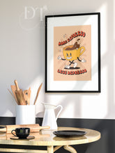 Load image into Gallery viewer, Retro kitchen Poster Print - Happy Characters - More Espresso Less Depresso