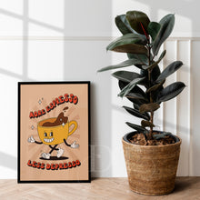 Load image into Gallery viewer, Retro kitchen Poster Print - Happy Characters - More Espresso Less Depresso