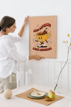 Load image into Gallery viewer, Retro kitchen Poster Print - Happy Characters - More Espresso Less Depresso
