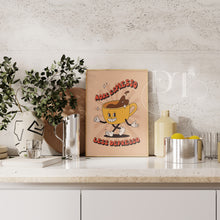 Load image into Gallery viewer, Retro kitchen Poster Print - Happy Characters - More Espresso Less Depresso