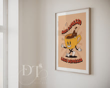 Load image into Gallery viewer, Retro kitchen Poster Print - Happy Characters - More Espresso Less Depresso