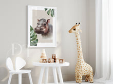 Load image into Gallery viewer, TROPICAL LEAF  BABY SAFARI ANIMAL PORTRAITS