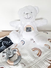 Load image into Gallery viewer, White Teddy Bear Baby Scan - Pregnancy Announcement - Baby Gift