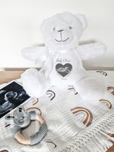 Load image into Gallery viewer, White Teddy Bear Baby Scan - Pregnancy Announcement - Baby Gift