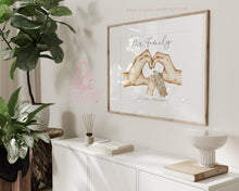Load image into Gallery viewer, Personalised Family Portrait for Family with a dog, Heart Hands