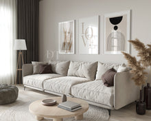 Load image into Gallery viewer, Neutral Minimalist bohemian pampas beige abstract set of 3 posters
