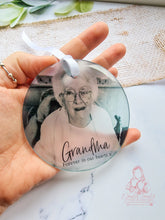 Load image into Gallery viewer, Memorial Personalised Glass Photo Christmas Ornament Bauble