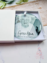 Load image into Gallery viewer, Memorial Personalised Glass Photo Christmas Ornament Bauble