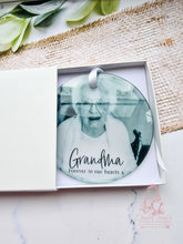 Load image into Gallery viewer, Memorial Personalised Glass Photo Christmas Ornament Bauble