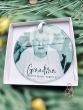 Load image into Gallery viewer, Memorial Personalised Glass Photo Christmas Ornament Bauble