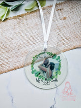 Load image into Gallery viewer, Mr & Mrs Photo Married Wedding Christmas Ornament Eucalyptus