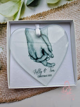 Load image into Gallery viewer, Couples Personalised Xmas decoration - Love - Holding Hands - First Christmas Together