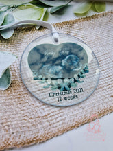 Load image into Gallery viewer, BABY SCAN FIRST CHRISTMAS TREE DECORATION BAUBLE - BUMPS FIRST CHRISTMAS ULTRASOUND ORNAMENT