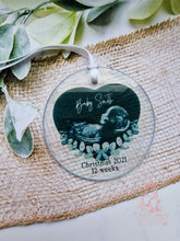 Load image into Gallery viewer, BABY SCAN FIRST CHRISTMAS TREE DECORATION BAUBLE - BUMPS FIRST CHRISTMAS ULTRASOUND ORNAMENT