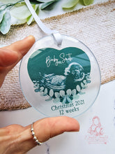 Load image into Gallery viewer, BABY SCAN FIRST CHRISTMAS TREE DECORATION BAUBLE - BUMPS FIRST CHRISTMAS ULTRASOUND ORNAMENT