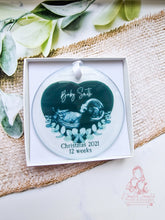 Load image into Gallery viewer, BABY SCAN FIRST CHRISTMAS TREE DECORATION BAUBLE - BUMPS FIRST CHRISTMAS ULTRASOUND ORNAMENT