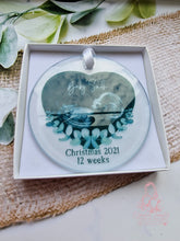Load image into Gallery viewer, BABY SCAN FIRST CHRISTMAS TREE DECORATION BAUBLE - BUMPS FIRST CHRISTMAS ULTRASOUND ORNAMENT