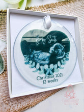 Load image into Gallery viewer, BABY SCAN FIRST CHRISTMAS TREE DECORATION BAUBLE - BUMPS FIRST CHRISTMAS ULTRASOUND ORNAMENT