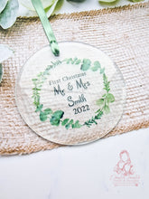 Load image into Gallery viewer, First Christmas Married -Eucalyptus wreath - Mr & Mrs - Wedding Gift
