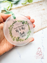 Load image into Gallery viewer, First Christmas Married -Eucalyptus wreath - Mr & Mrs - Wedding Gift